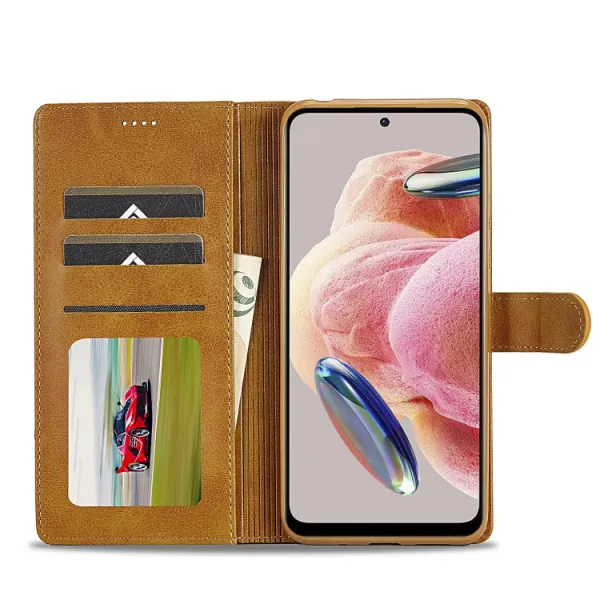 IMEEKE Peňaženkový obal Xiaomi Redmi Note 12 svetlohnedý