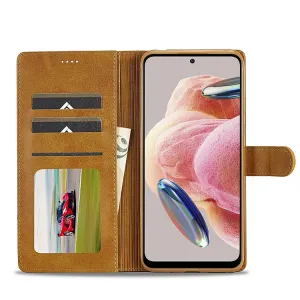 IMEEKE Peňaženkový obal Xiaomi Redmi Note 12 svetlohnedý