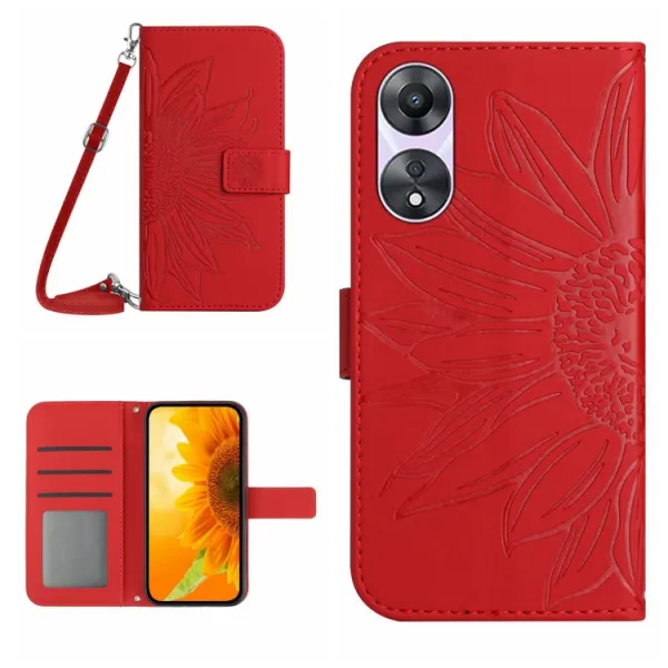 ART SUNFLOWER Peňaženkový obal pre Oppo A78 červený