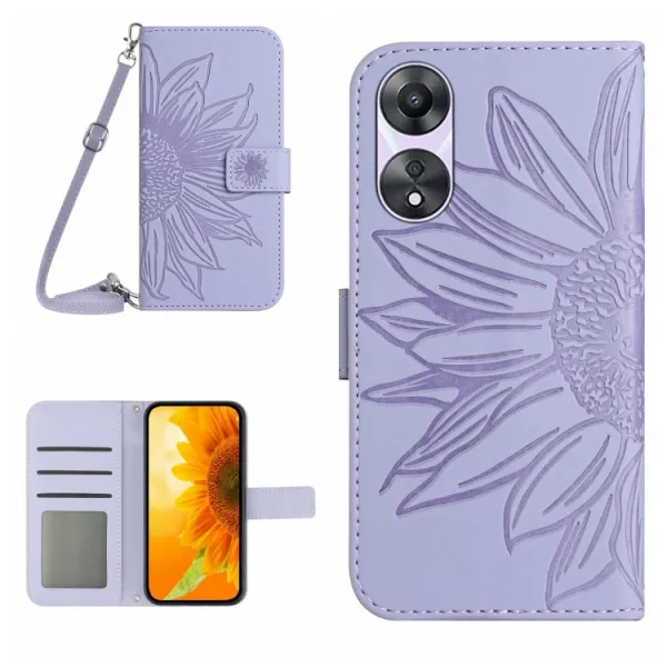 ART SUNFLOWER Peňaženkový obal pre Oppo A78 fialový
