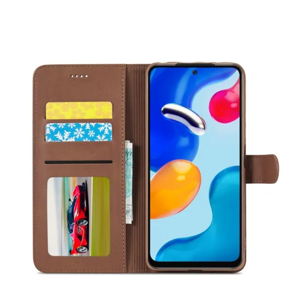 IMEEKE Peňaženkový obal pre Xiaomi Redmi Note 12 Pro tmavohnedý