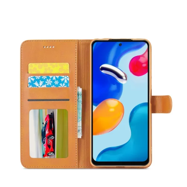 IMEEKE Peňaženkový obal pre Xiaomi Redmi Note 12 Pro svetlohnedý