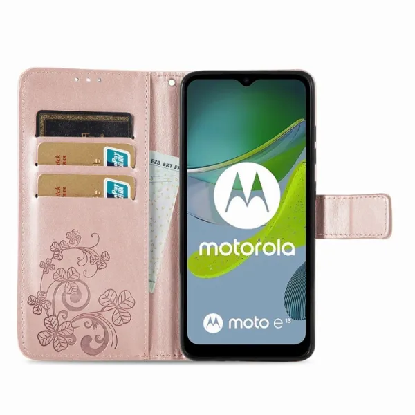 ART FLOWERS Peňaženkový kryt Motorola Moto E13 svetloružový