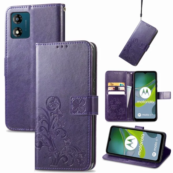 ART FLOWERS Peňaženkový kryt Motorola Moto E13 fialový