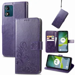 ART FLOWERS Peňaženkový kryt Motorola Moto E13 fialový
