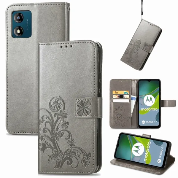 ART FLOWERS Peňaženkový kryt Motorola Moto E13 šedý