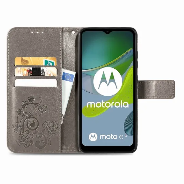 ART FLOWERS Peňaženkový kryt Motorola Moto E13 šedý