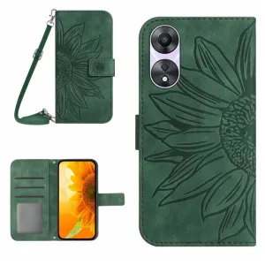 ART SUNFLOWER Peňaženkový obal pre Oppo A38 zelený