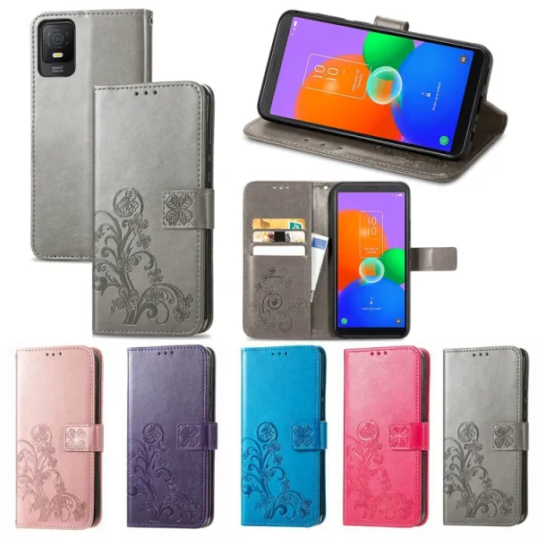 ART FLOWERS Peňaženkový kryt TCL 403 modrý