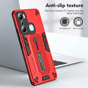 BRAVE Obal s držiakom pre Infinix Hot 20i červený