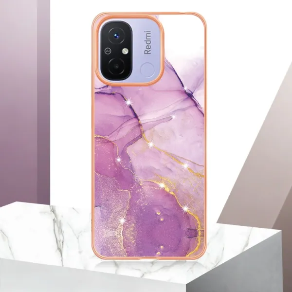 IMD MARBLE Ochranný kryt Xiaomi Redmi 12C PURPLE