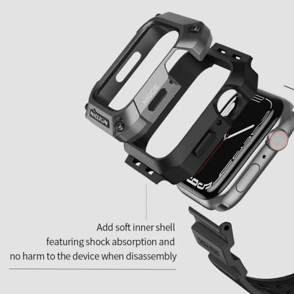 NILLKIN RUIDONG Puzdro a remienok pre Apple Watch 9 / 8 / 7 45mm šedý