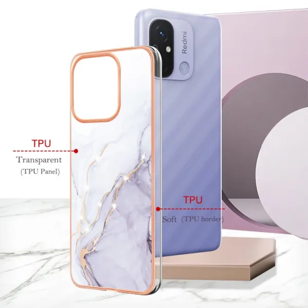 IMD MARBLE Ochranný kryt Xiaomi Redmi 12C WHITE