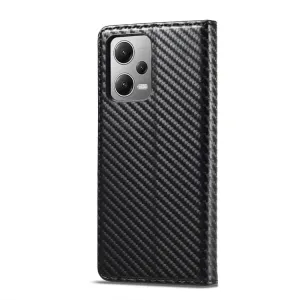 IMEEKE CARBON Peňaženkový kryt Xiaomi Redmi Note 12 5G / Poco X5 5G