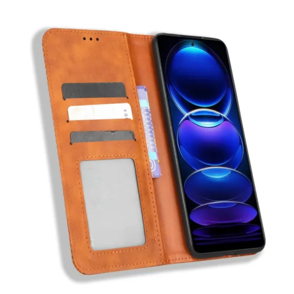 BUSINESS Peňaženkový kryt pre Xiaomi Redmi Note 12 5G / Poco X5 5G hnedý