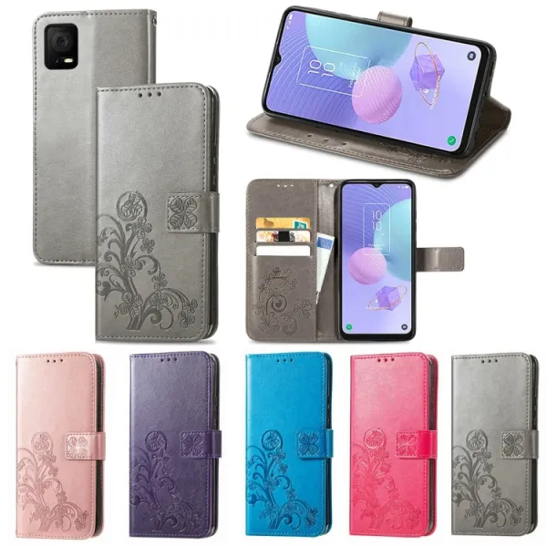 ART FLOWERS Peňaženkový kryt TCL 405 / 406 modrý