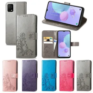 ART FLOWERS Peňaženkový kryt TCL 405 / 406 modrý