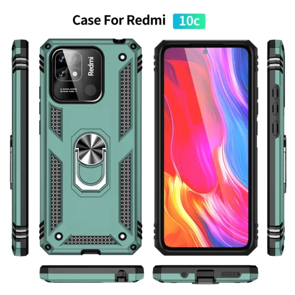 RING Obal s držiakom pre Xiaomi Redmi 12C zelený