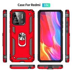 RING Obal s držiakom pre Xiaomi Redmi 12C červený