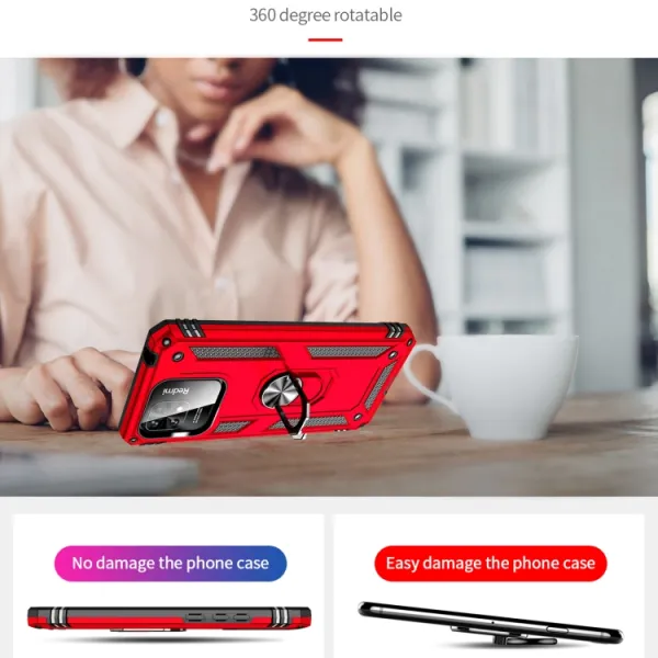 RING Obal s držiakom pre Xiaomi Redmi 12C červený