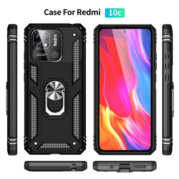 RING Obal s držiakom pre Xiaomi Redmi 12C čierny