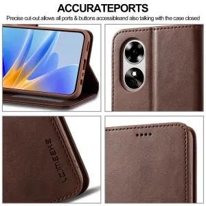IMEEKE Peňaženkový obal pre Oppo A78 5G tmavohnedý