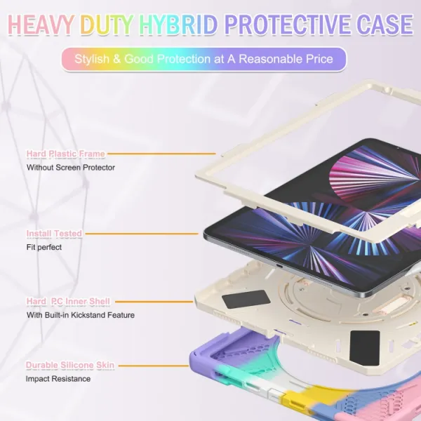 SOLID Odolný kryt pre Apple iPad Pro 12.9 2022 / 2021 RAINBOW