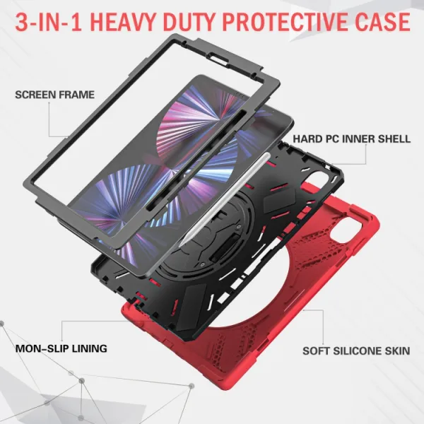 SOLID Odolný kryt pre Apple iPad Pro 12.9 2022 / 2021 červený