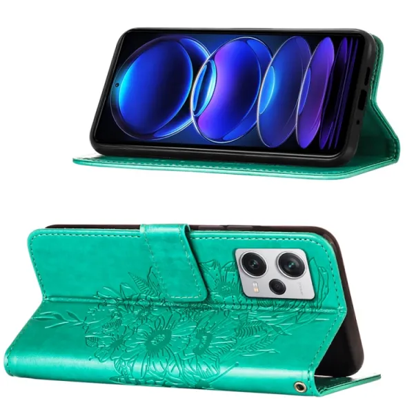 ART BUTTERFLY Peňaženkový kryt Xiaomi Redmi Note 12 Pro+ 5G zelený