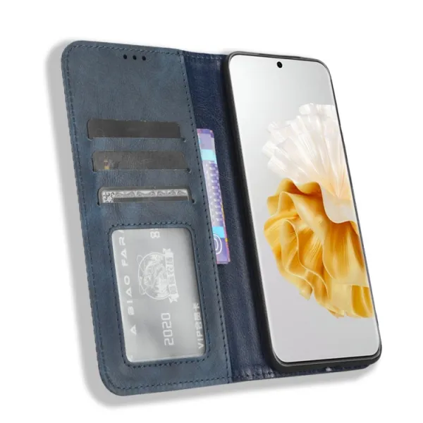 BUSINESS Peňaženkový kryt pre Huawei P60 Pro modrý