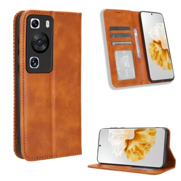 BUSINESS Peňaženkový kryt pre Huawei P60 Pro hnedý