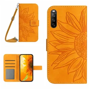 ART SUNFLOWER Peňaženkové puzdro s remienkom Sony Xperia 10 V žlté