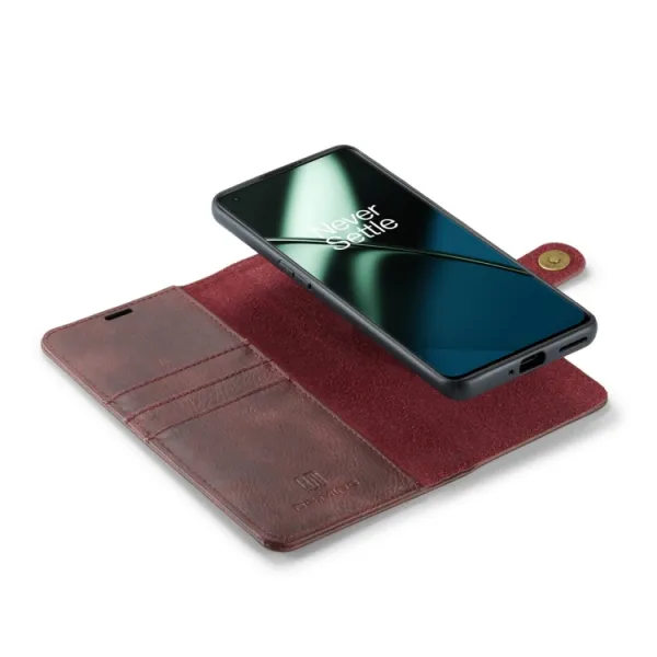 DG.MING Peňaženkový obal 2v1 OnePlus 11 5G červený
