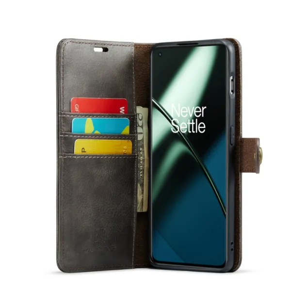 DG.MING Peňaženkový obal 2v1 OnePlus 11 5G šedý