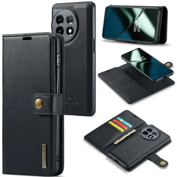 DG.MING Peňaženkový obal 2v1 OnePlus 11 5G čierny