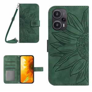 ART SUNFLOWER Peňaženkové puzdro s remienkom Xiaomi Poco F5 zelené