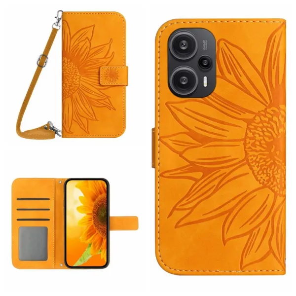 ART SUNFLOWER Peňaženkové puzdro s remienkom Xiaomi Poco F5 žlté