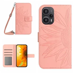 ART SUNFLOWER Peňaženkové puzdro s remienkom Xiaomi Poco F5 ružové