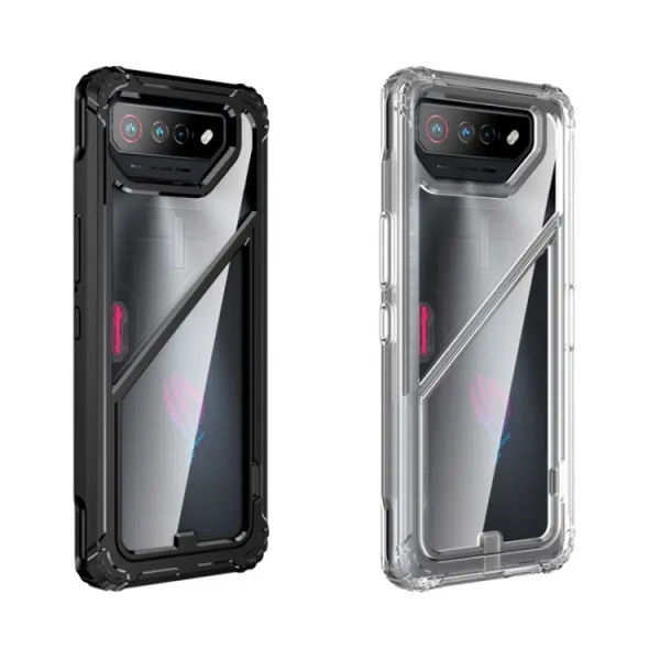 TEO Pevný ochranný obal so stojanom Asus ROG Phone 7 / ROG Phone 7 Ultimate priehľadný