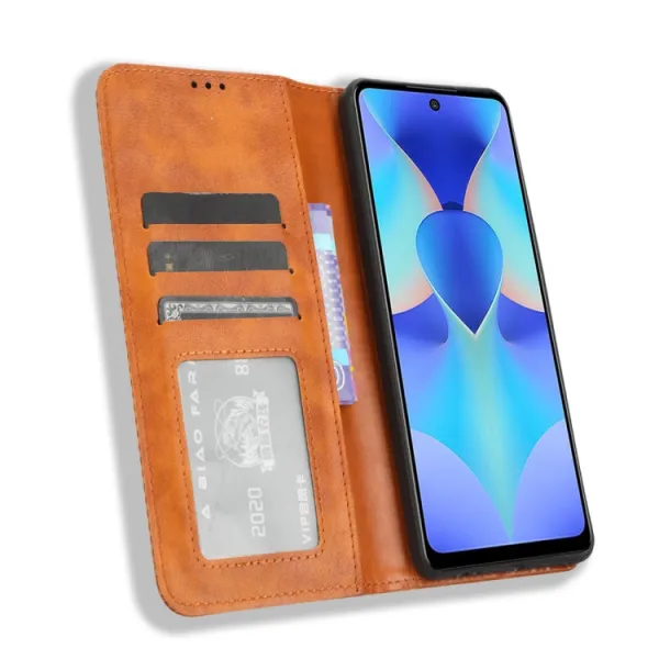 BUSINESS Peňaženkový kryt pre Tecno Spark 10 Pro hnedý