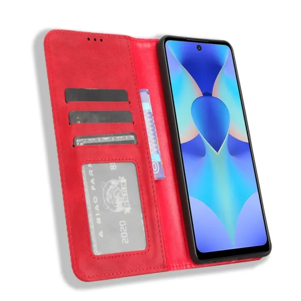 BUSINESS Peňaženkový kryt pre Tecno Spark 10 Pro červený