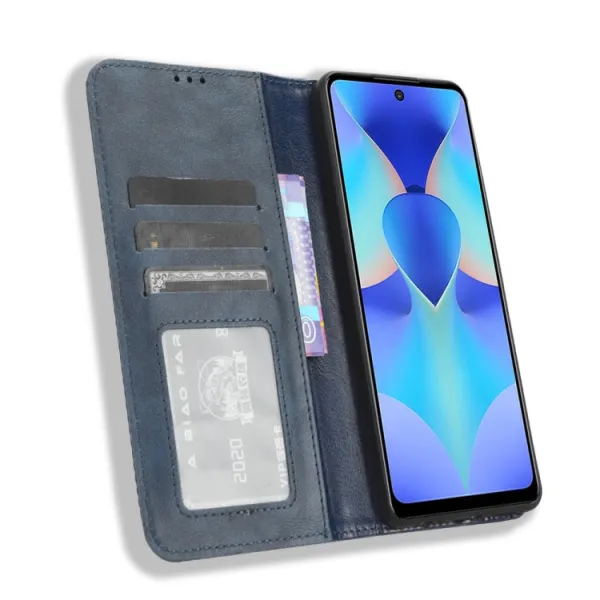BUSINESS Peňaženkový kryt pre Tecno Spark 10 Pro modrý