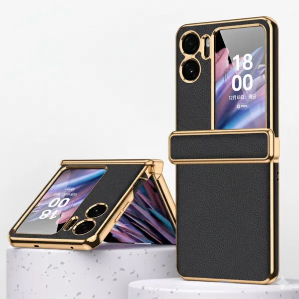LEATHER Ochranné puzdro pre OPPO Find N2 Flip čierne