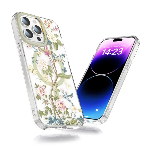 FLOWER MAGSAFE Kryt pre Apple iPhone 14 GREEN