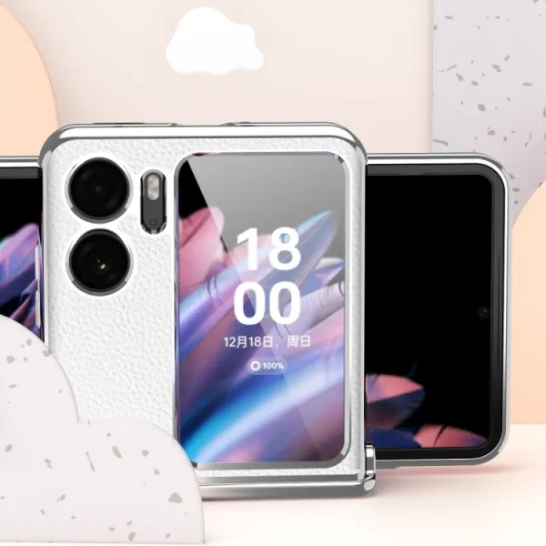 LEATHER Ochranné puzdro pre OPPO Find N2 Flip biele