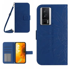 ART SUNFLOWER Peňaženkové puzdro s remienkom Xiaomi Poco F5 Pro modré
