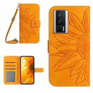 ART SUNFLOWER Peňaženkové puzdro s remienkom Xiaomi Poco F5 Pro žlté