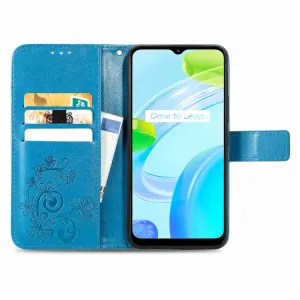 ART FLOWERS Peňaženkový kryt Realme C30 modrý