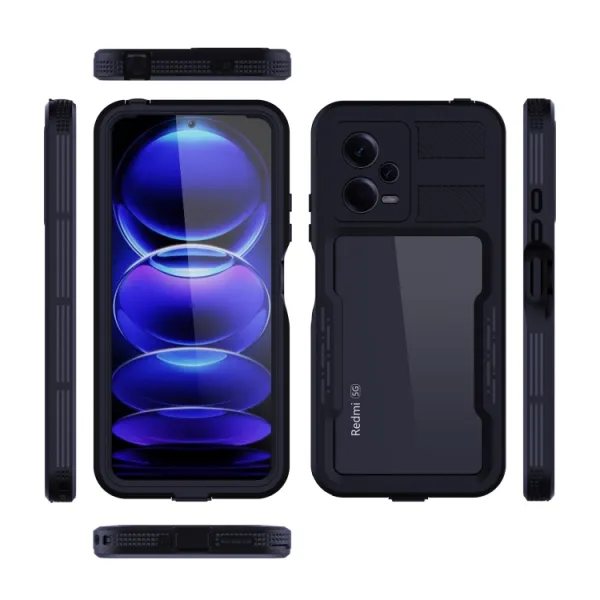 RED PEPPER Obojstranný kryt pre Xiaomi Redmi Note 12 5G čierny