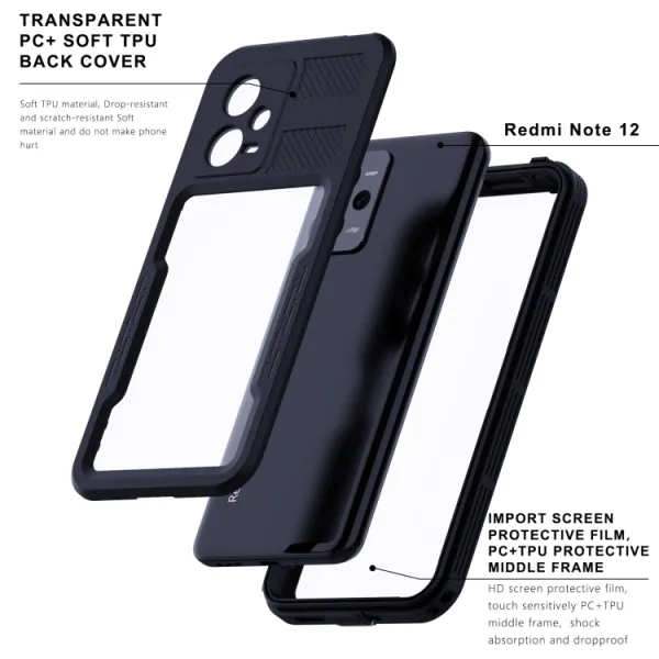 RED PEPPER Obojstranný kryt pre Xiaomi Redmi Note 12 5G čierny